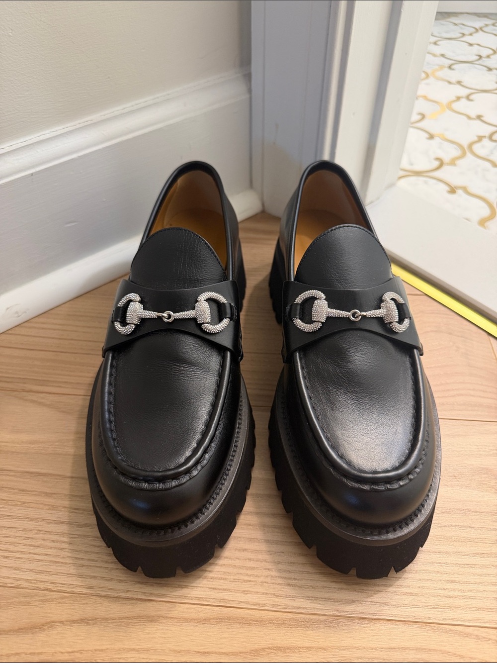 Gucci Platform Loafers with Crystal Embellished Horsebit Hardware
